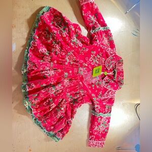 oilily girls red with flowers dress